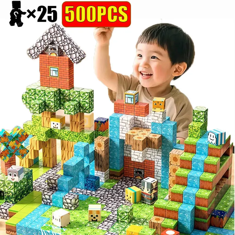 

10-500PCS Magnetic Blocks Sets Kid Building Toys Build Mine Magnet World Model STEM Montessori Sensory For Kids Christmas Gifts