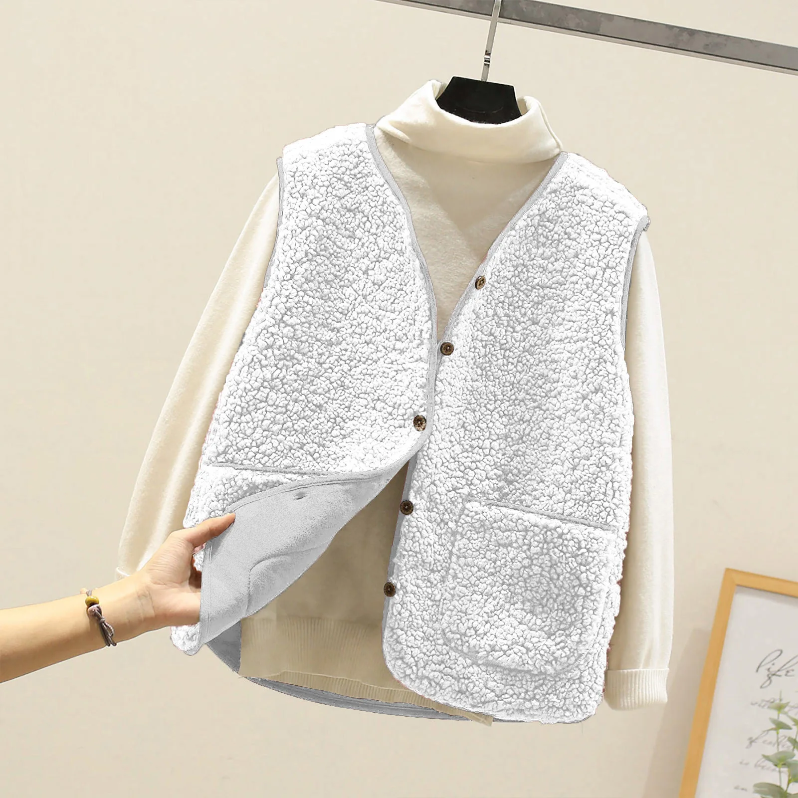 Lamb plush vest women's short Korean version fur integrated versatile loose vest and shoulder jacket