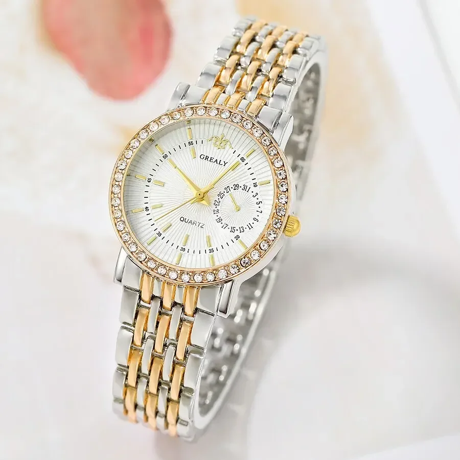 New Casual Watches Women Luxury Fashion Lovers Watch Rhinestone Stainless steel Quartz Watch Men Women Gift Business Wristwatch