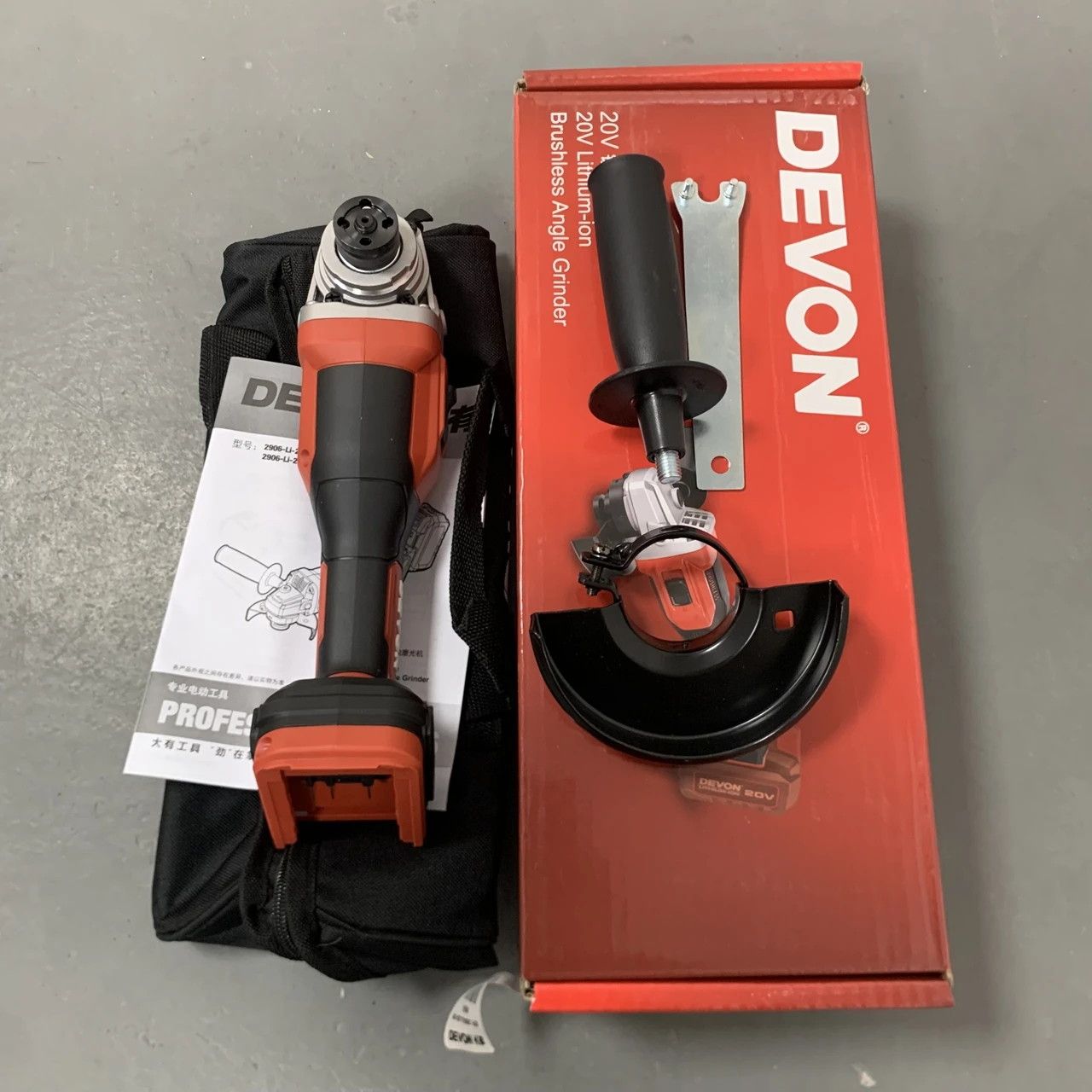 DEVON 2906 brushless high-speed lithium angle grinder rechargeable polishing machine efficient polishing cutting machine