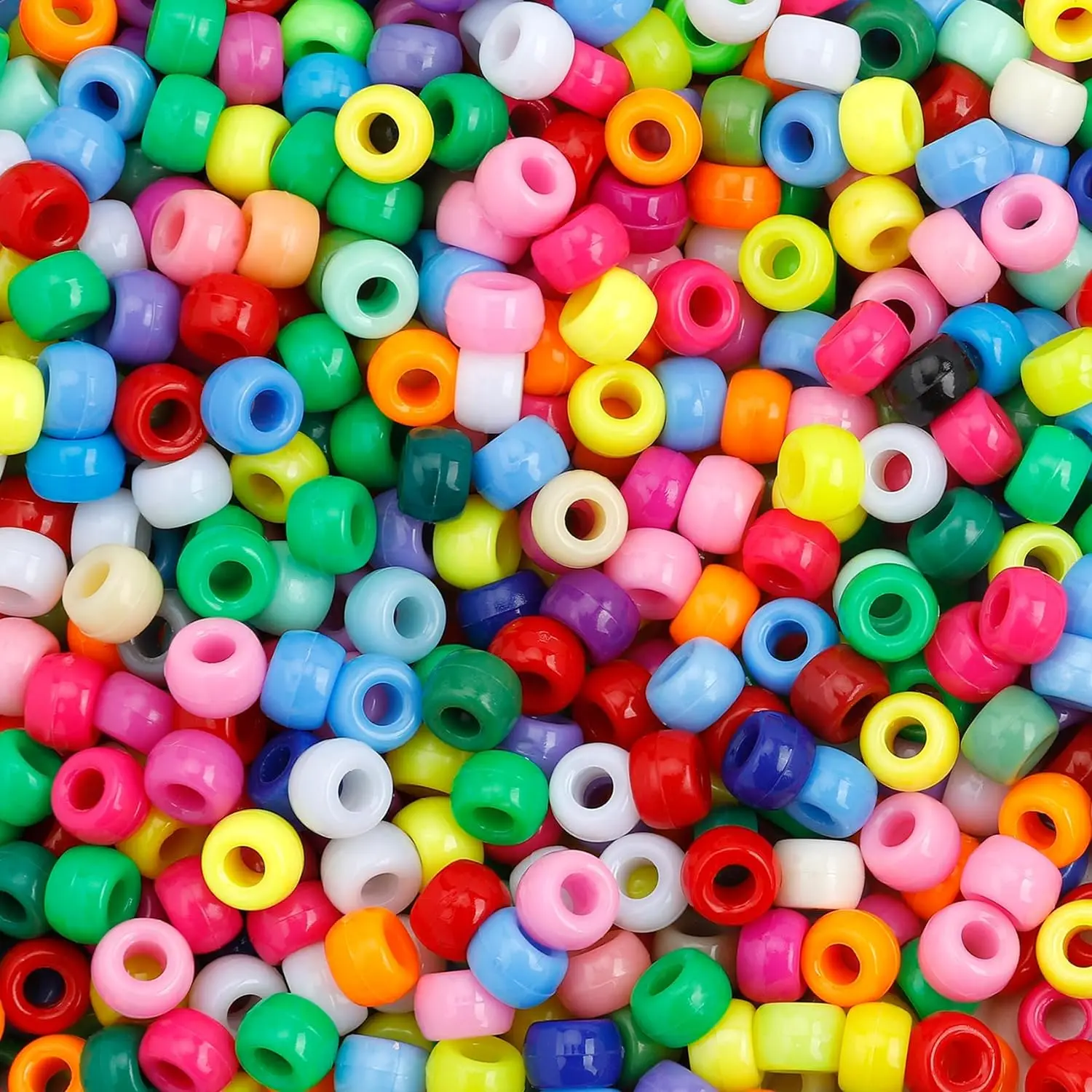 Pony Beads 600 Pcs, Beads for Jewelry Bracelets Making, Bracelet Beads, Plastic Beads for Crafts, Hair Beads for Braids for Girl