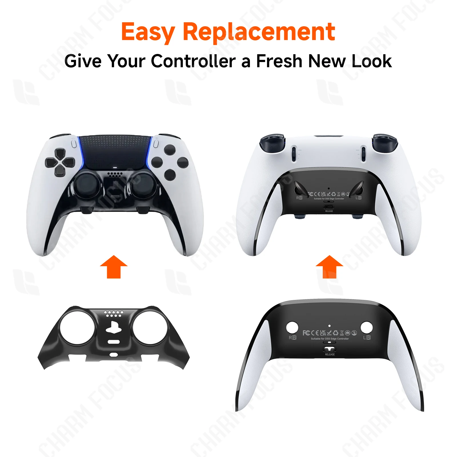 Coque arrière de remplacement multicolore pour manette de jeu PS5 Edge, contrôleur antidérapant, amélioration de la poignée de protection du coque