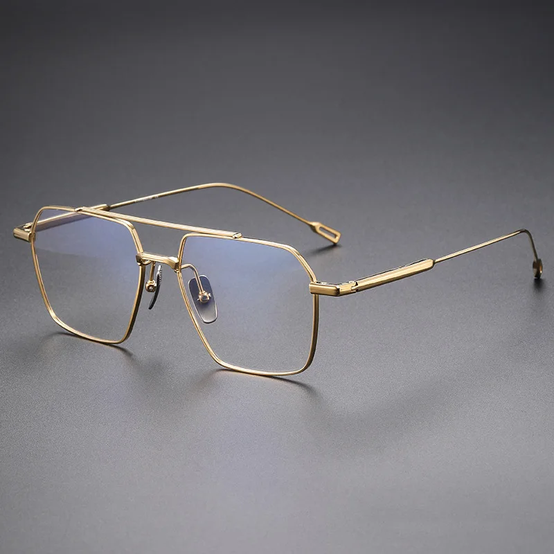 Wind Red Pure Titanium Glasses Frame Men 2024 New Retro Vintage Prescription Double Beams Eyeglasses Myopia Optical Eyewear Z413