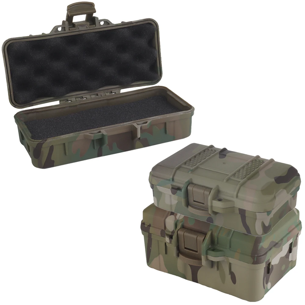 Tactical Camo Storage Box Valuable Item Hard Safety Case Multi Functional Tool Protection Boxs With Pre-cut Sponge Can Lockable