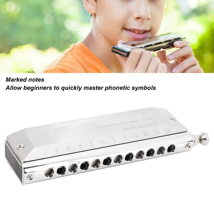 Hooqu クロマチックハーモニカ金属 12 穴 48 トーン口オルガンハーモニカ初心者のための