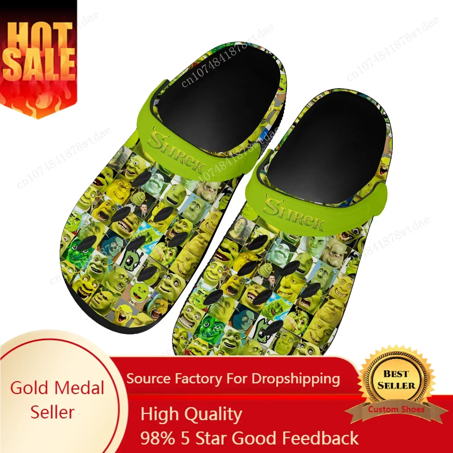 S-Shreks Home Clogs Mens Womens Teenager Custom Made Water Shoes Anime Cartoon Comics Manga Garden Beach Hole Slippers Sandals