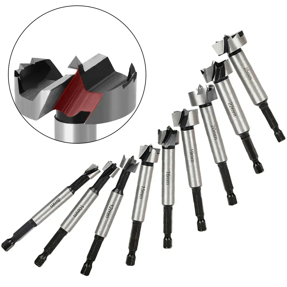 1pc 8-25mm Forstner High Carbon Stahl Langweilig Bohrer Bits Hex Schaft Multi-Zahn Flache flügel Bohrer Holz Cutter Holzbearbeitung Werkzeuge