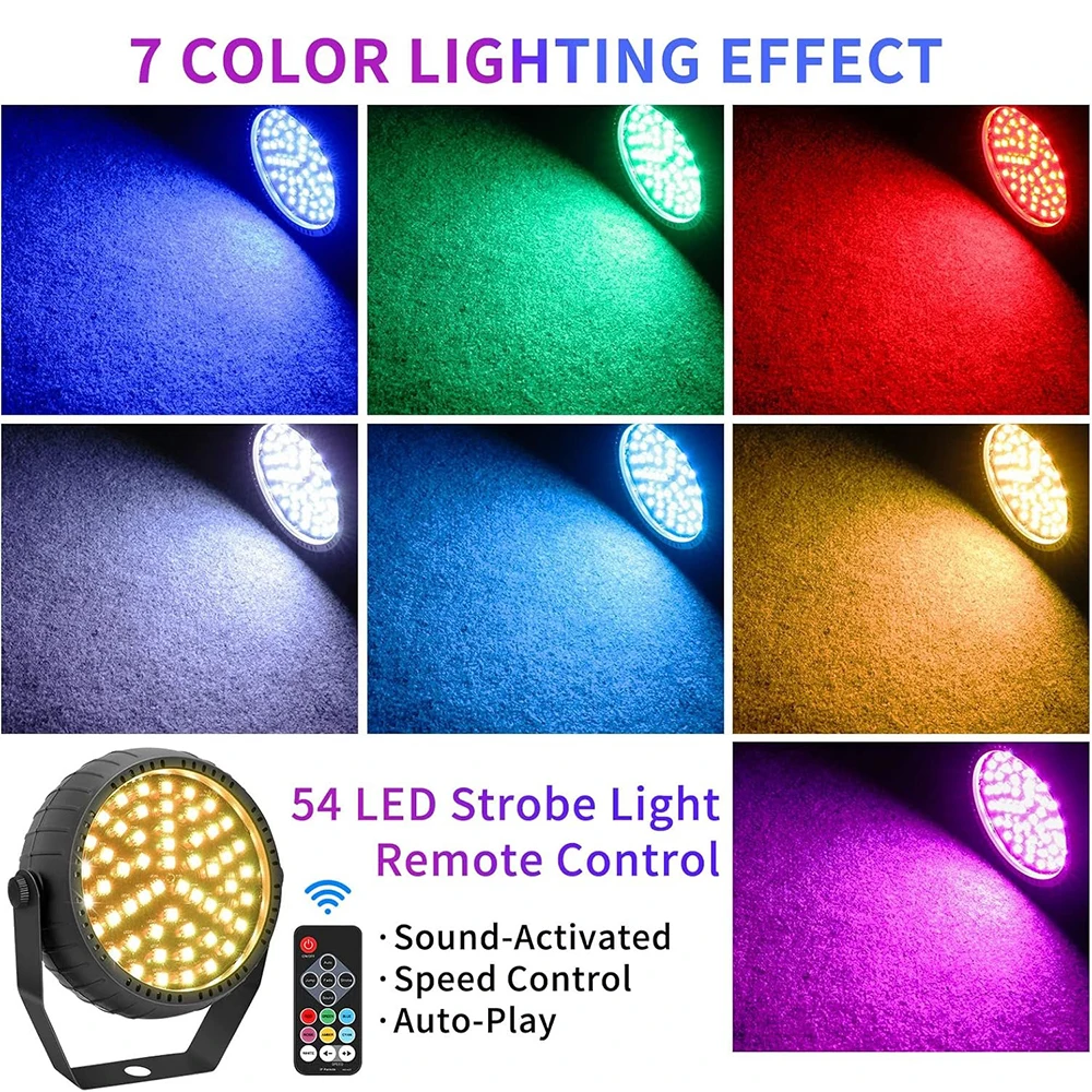 6PCS/Set Strobe Lights, 54LED Super-Bright RGB LED Mini Strobe Light for Parties, Christmas Halloween Strobe Lights with Remote