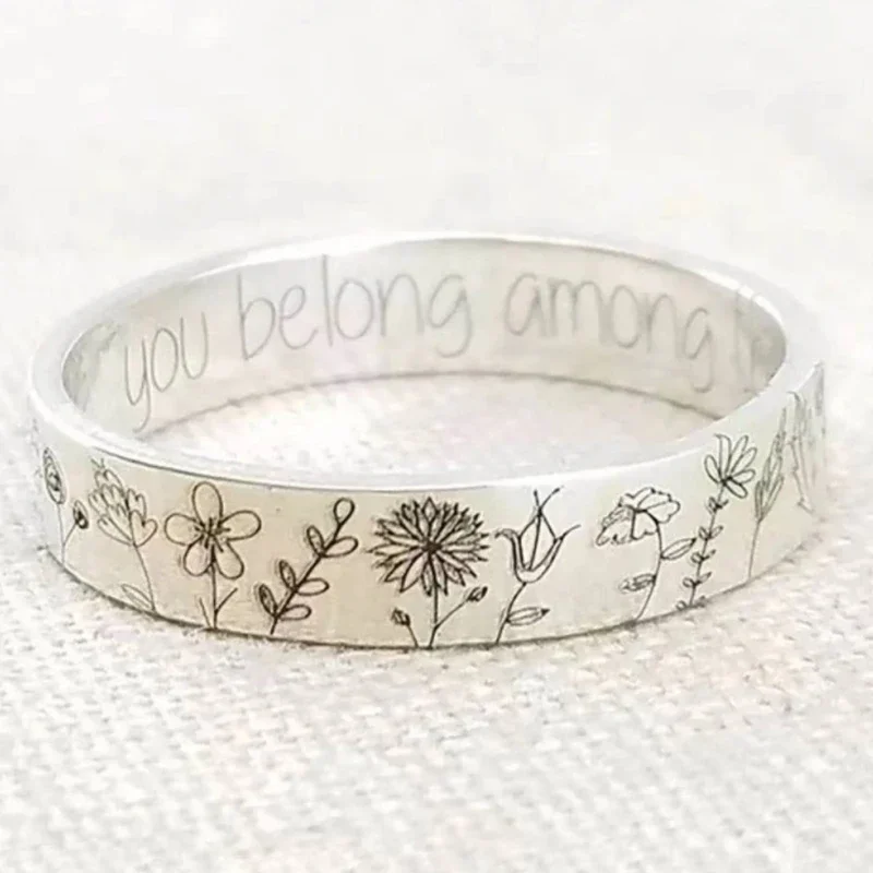 1pcs You Belong Among The Wildflowers Garden Flower Dandelion Ring