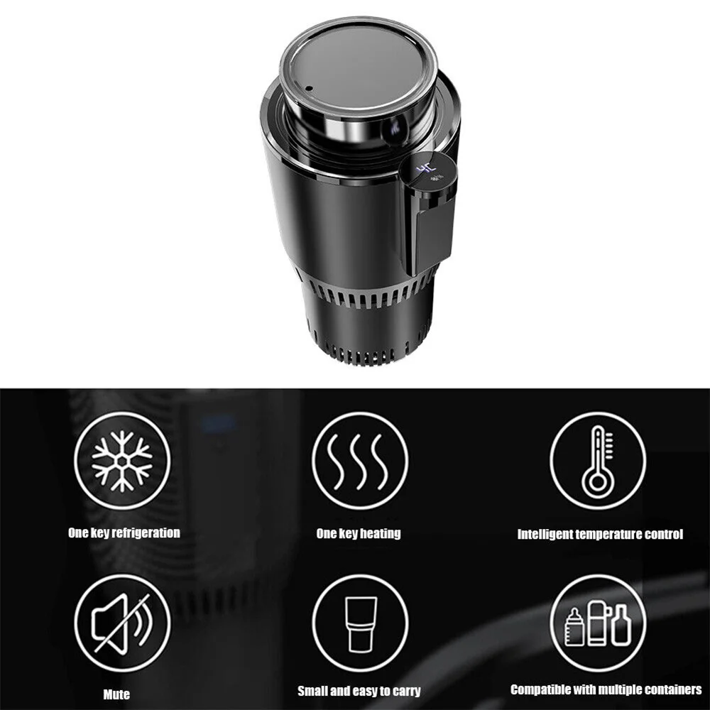 12V 2 in 1 Smart Car Cup Holder Cooler Warmer for Drink Beverage Can Baby Bottle with Digital Temperature Display