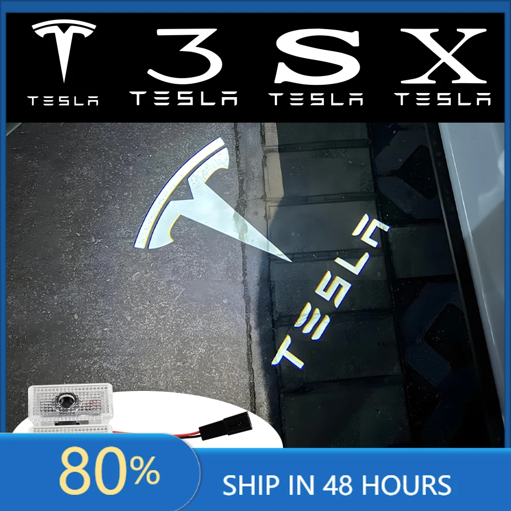 

Автомобильные наклейки, 2 шт./компл., светодиодный проектор двери автомобиля, HD, лазерный свет приветствия для Tesla Model Y 3 S X