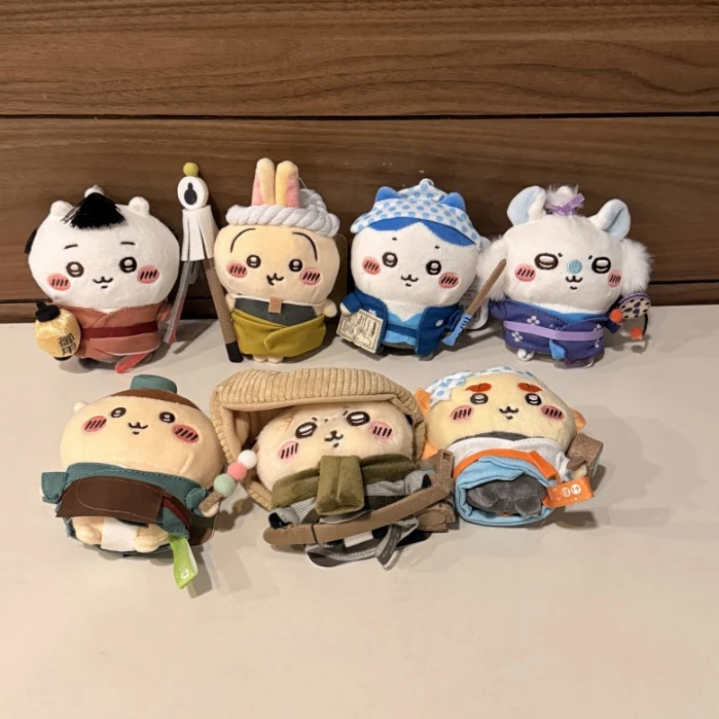 Japanese Style Samurai Chiikawa Plush Keychain Kawaii Cartoon Usagi Hachiware Momonga Shisa Kurimanju Soft Pendant Bag Charm view 2