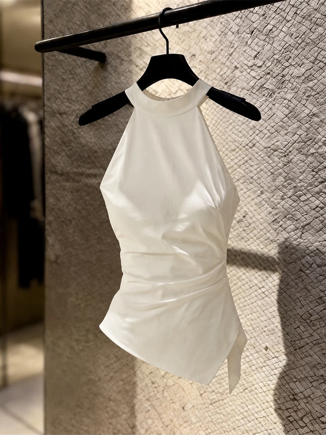 

Slim Fit Pure Color Neckline Vest Women's Base Shirt Elegant Summer Trendy Top Korean Style Commute Fashion plus Size