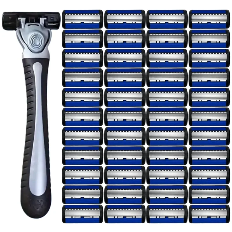 6 طبقات شفرة من الفولاذ المقاوم للصدأ للرجال والنساء، ماكينة حلاقة يدوية آمنة لإزالة الشعر، رأس ماكينة حلاقة قابلة للاستبدال #1