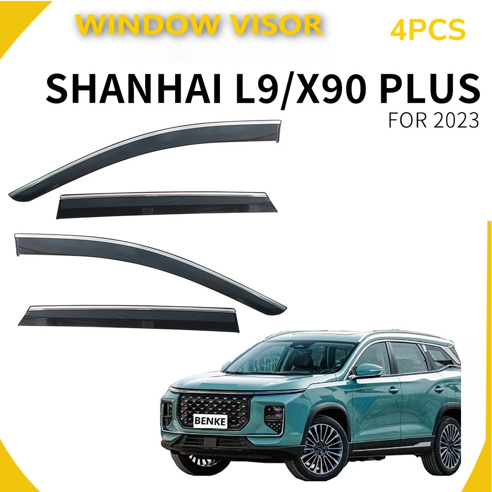 4PCS Chrome Trim Window Visor Anti Scratch Styling Wind Deflector For Jetour Shanhai L9 X90 PLUS