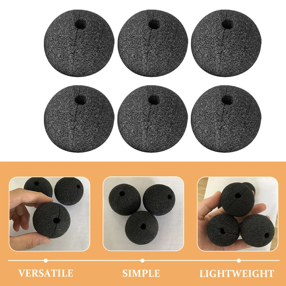 

10pcs Black Sponge Clown Nose For Cosplay Halloween Costume Party Performance Props Kids Dress Up Games Mini Circus Replacement