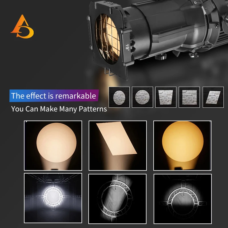AICPOSE Led 200W  Profile Projector Spot Light Aluminum Profession Warm/Cold White/RGBW Dmx Party Lights For TV Studio Theater