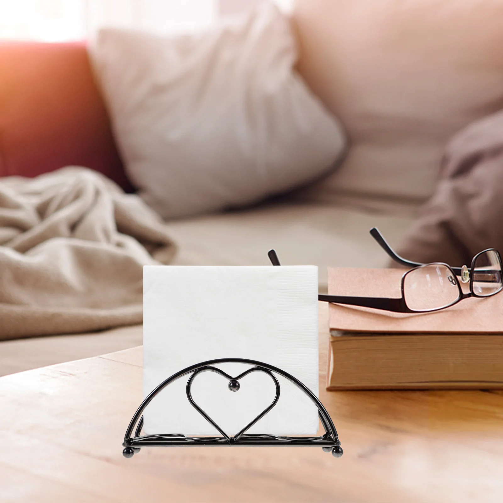 

1PC Black Metal Napkin Holder Table Countertop Restaurant Hotel Reusable Paper Towel Dispenser Kitchen Bathroom Napkin Stand For