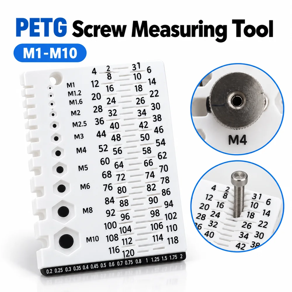 1Pcs M1-M10 Screw Measuring Tool PLA Plastic 12.5x8.5cm Wire Gauge Measuring Card Metal Chain White Orange Thread Checker Gauge