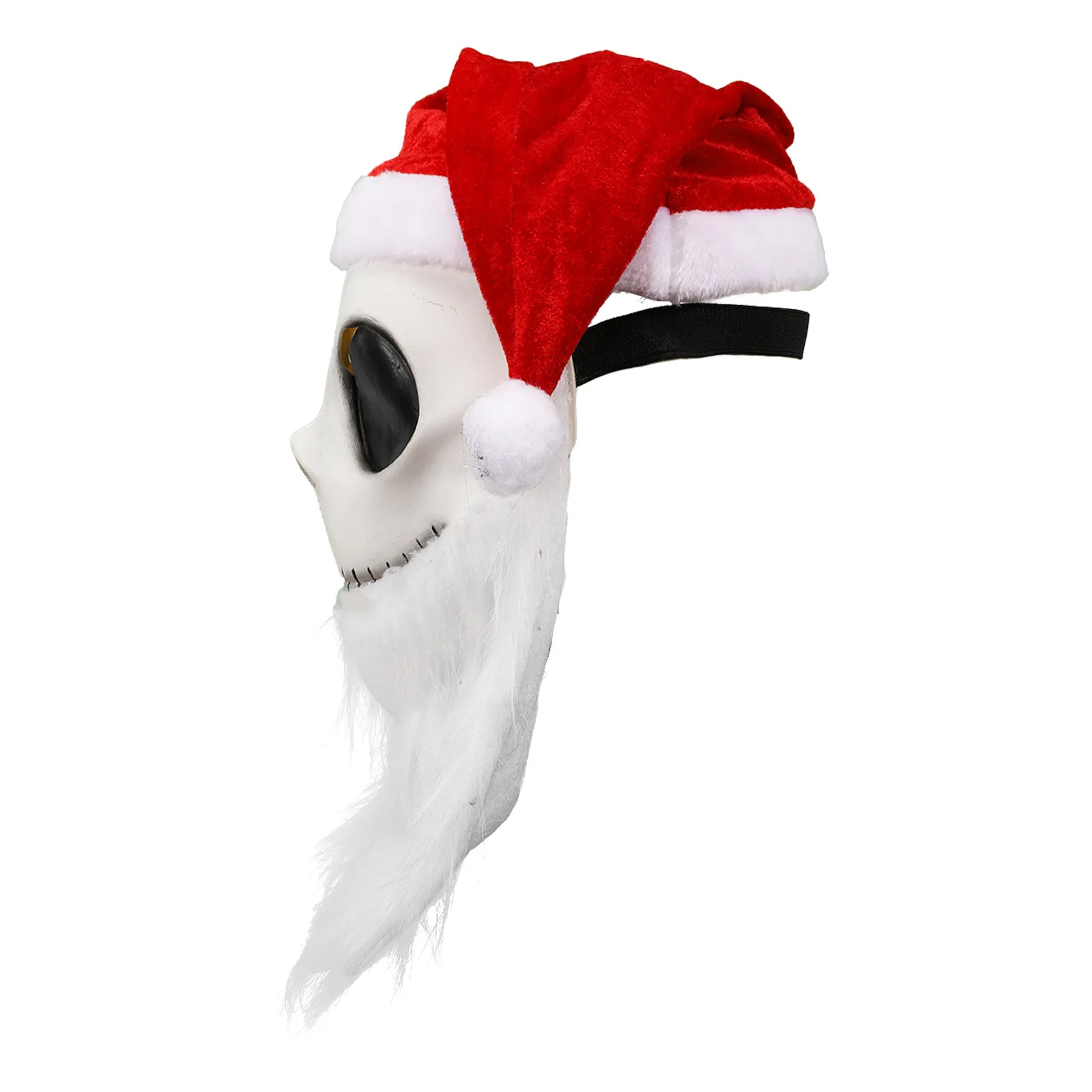 Weihnachtsmann-Maske Halloween Cosplay Kostüm-Maske Das Skelett Weißer Bart Roter Hut Albtraum-Party Cosplay-Requisiten – Detail 3