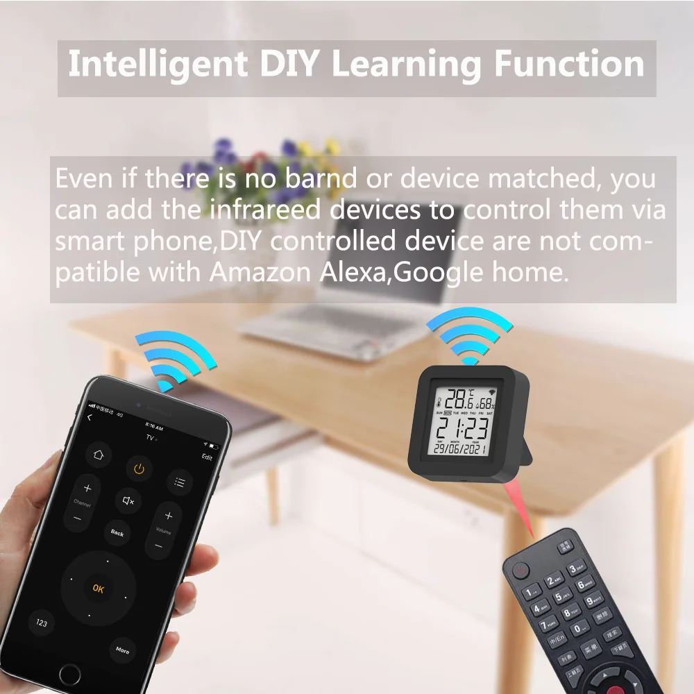 Controle remoto ir wifi tuya casa inteligente sensor de umidade temperatura para ar condicionado tv ac funciona com alexa google assistente
