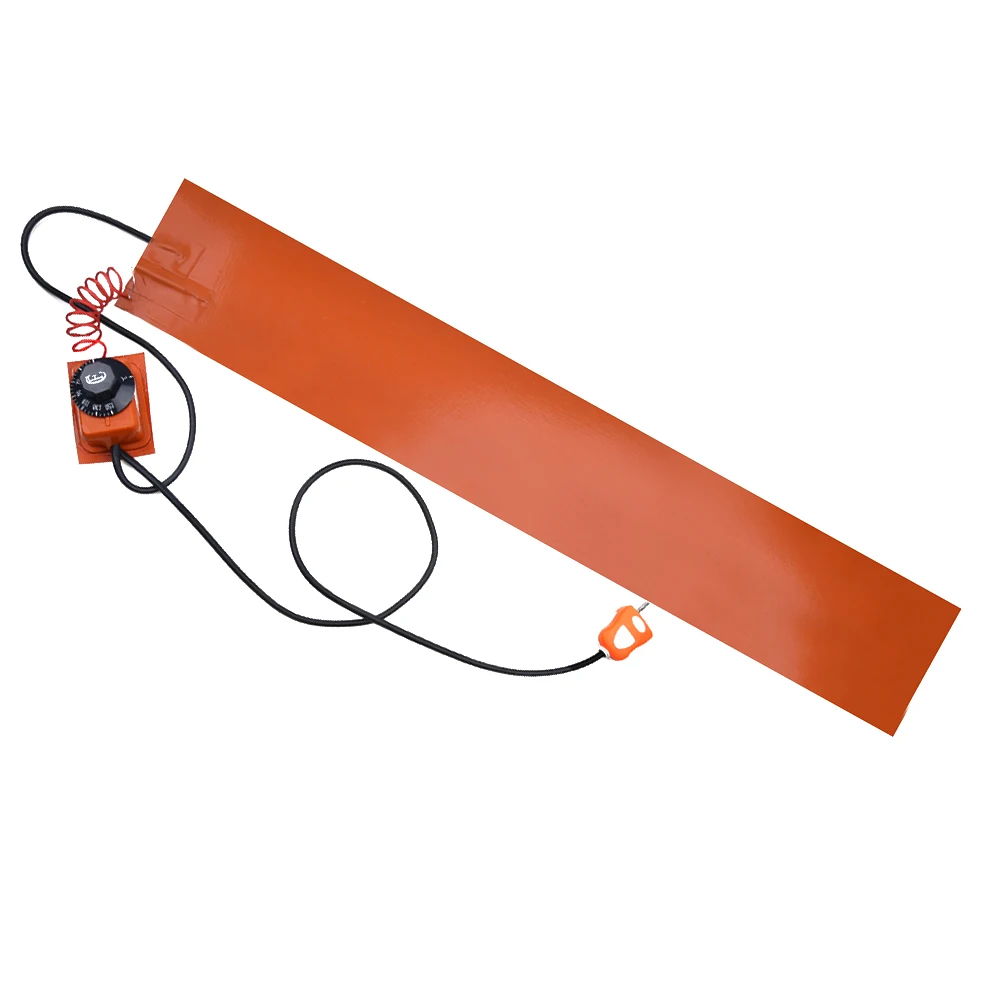 110V 220V Heating Pad Device Heater Silicone 200cm Cable Orange Side Bending With Controller Electric Flexible