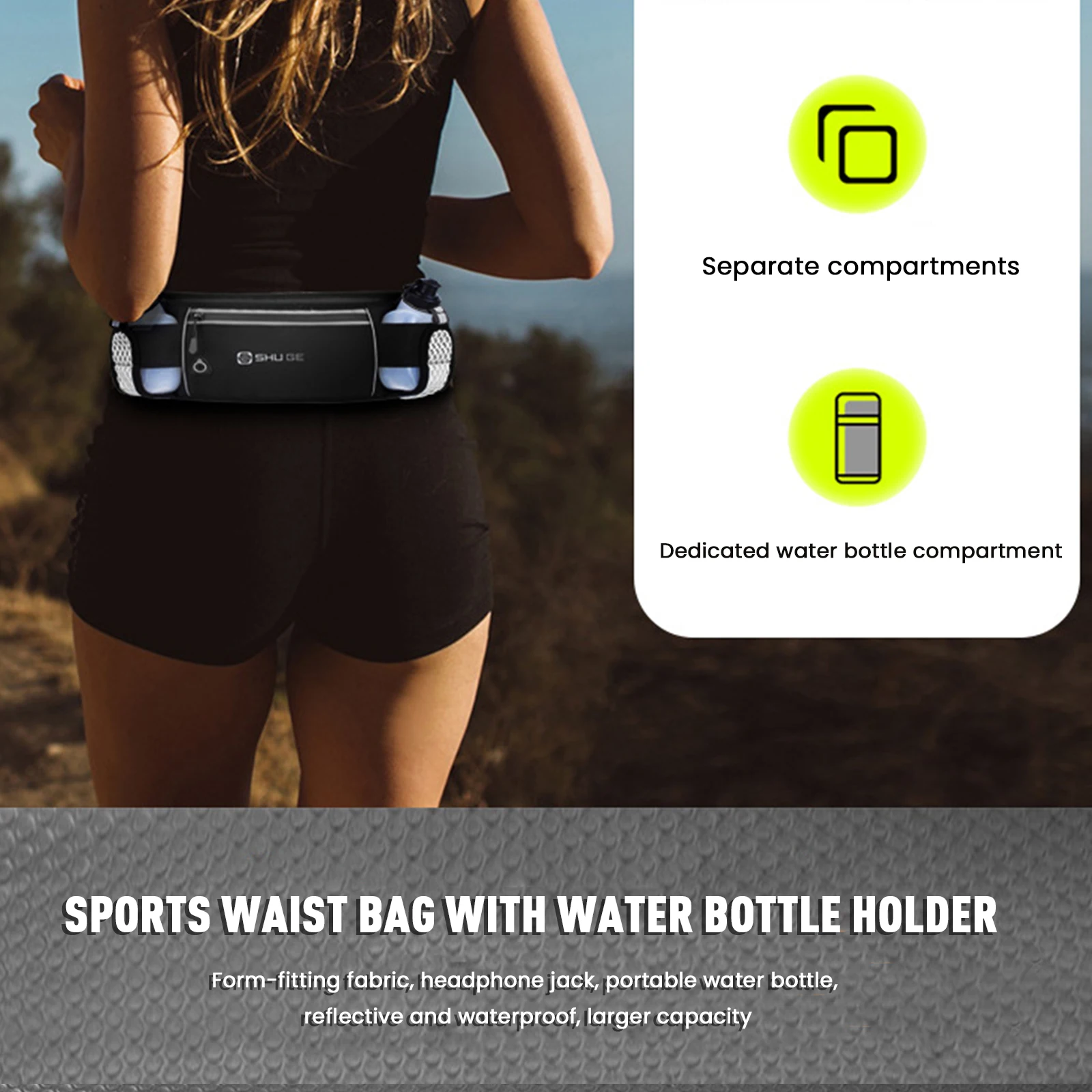 

Running Belt with Bottles Waist Bag with Adjustable Strap Waist Pack for Running Hiking Walking Cycling
