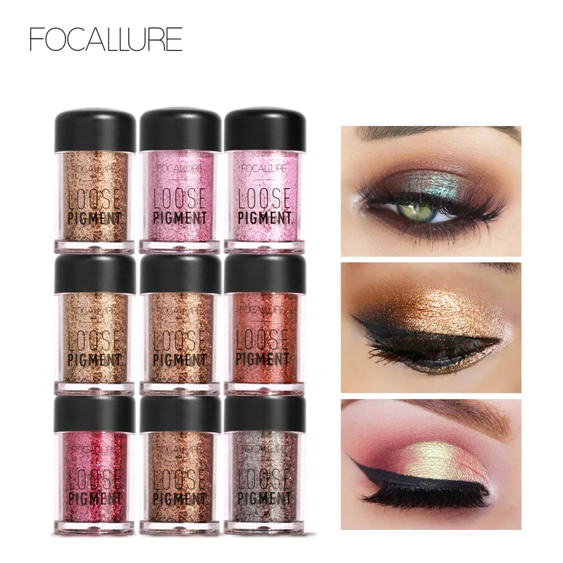 FOCALLURE Glitter Liquid Eyeshadow High Pigment Diamond Eye Shadow Powder Shimmer 18 Colors Shiny Eyes Makeup Women Cosmetics