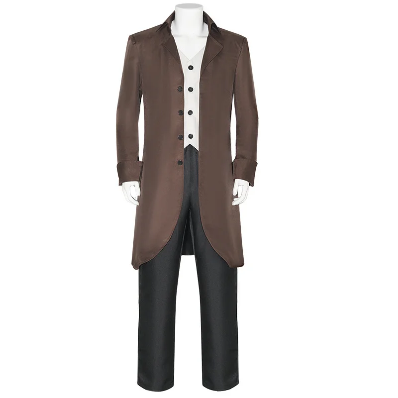 Cappotto da uomo retrò medievale stile medio Steam Punk Palace Set giacche Jacquard da uomo uomo abiti da Detective Fashion Halloween Party