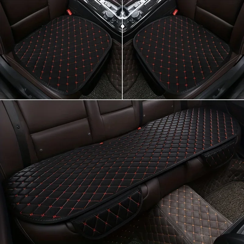 New 3Pcs Cotton and linen Car Seat Cover Set Soft Universal Car Seat Cover Cushion Car Seat Protector Interior Car Accessories