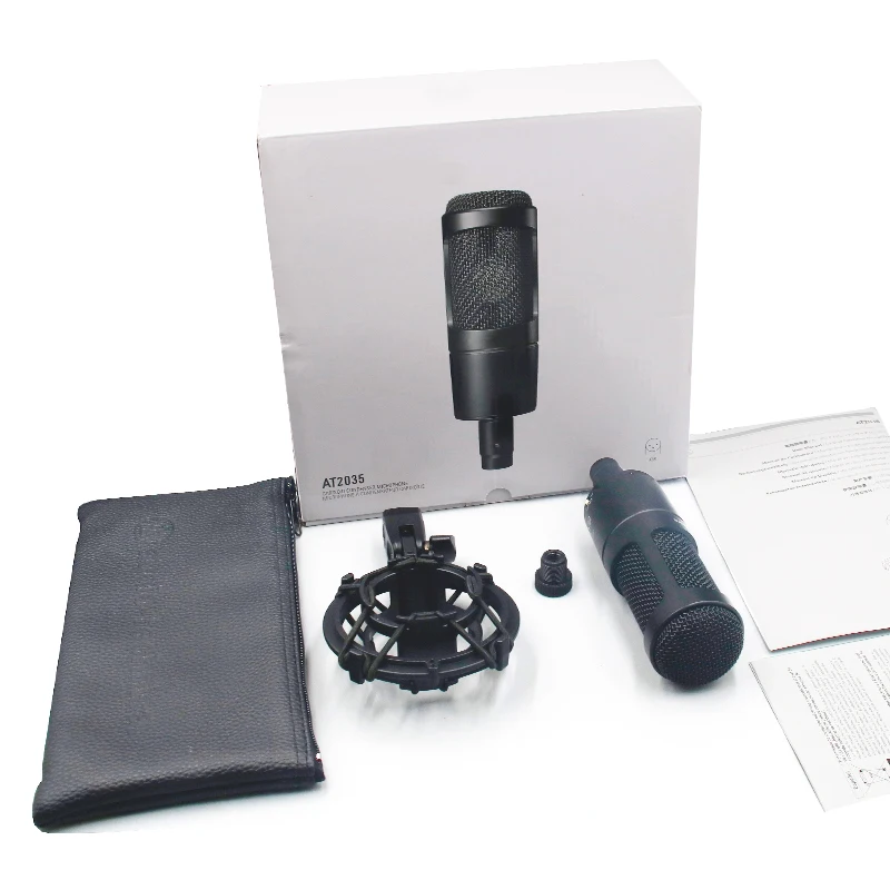 AT2035 Professional Studio Condenser Microphone Cardioid Pattern Wide Dynamic Range Noise Cancelling for Wired XLR Communication