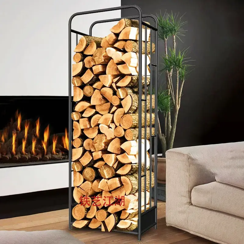 European-style floor-to-ceiling wrought iron household firewood storage rack stable bed and breakfast firewood display new count