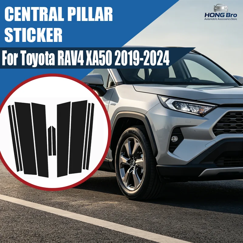 

For Toyota RAV4 XA50 2019-2024 2020 2021 2022 2023 Carbon Fiber Window Door Column Deal B C Pillar Post Cover Trim Sticker