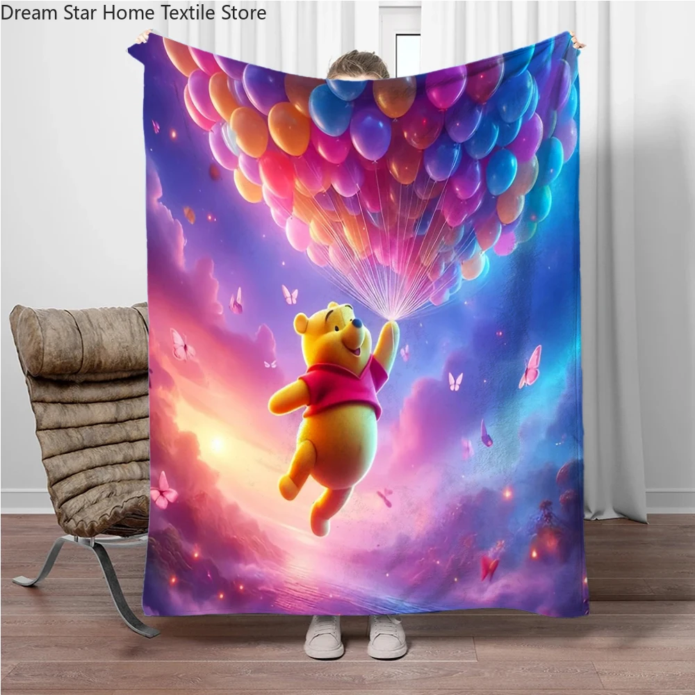 Winnie The Pooh Soft Flannel Blankets Keep Warm Throw Blanket Comfortable Blanket for Picnic Beds Sofa Home Bedroom Travel Gift