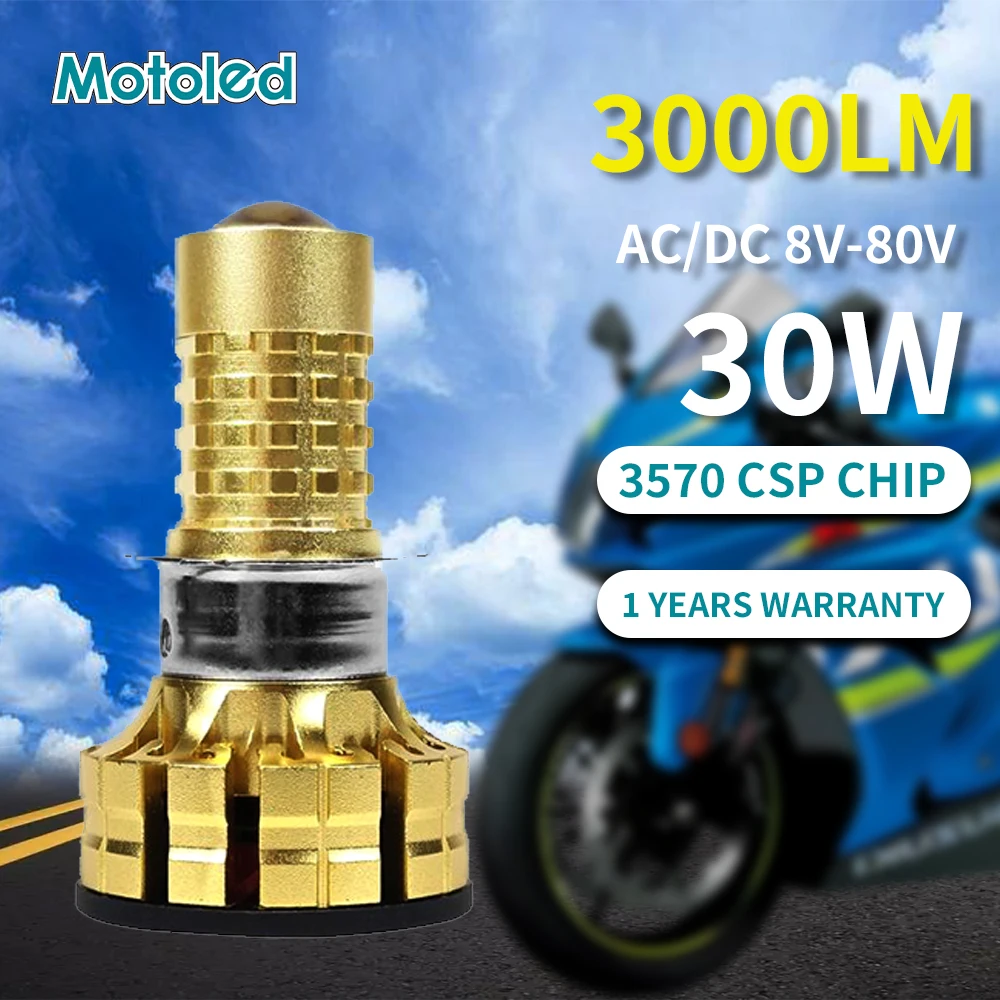 

Motoled LED Motorcycle Headlight Bulbs White High Low Beams Yellow Flash 30W 8V-80V With Fan Cooling Headlamp Motorbike Fog Lamp