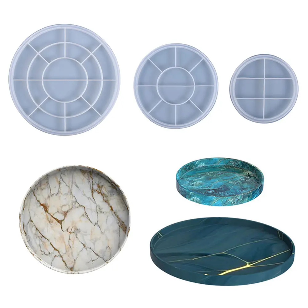 For Fun Large Tray Silicone Mold DIY Round Cement Concrete Storage Tray Mould Handmade Resin Dish Plate Making Craft Molds