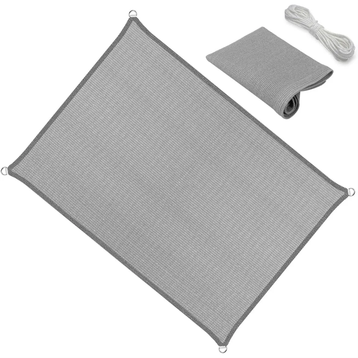 

5' x 7' Gray Sun Shade Sail Straight Edge Canopy Awning Pergola Cover for Outdoor Patio Lawn Garden Backyard Carport, 95% UV