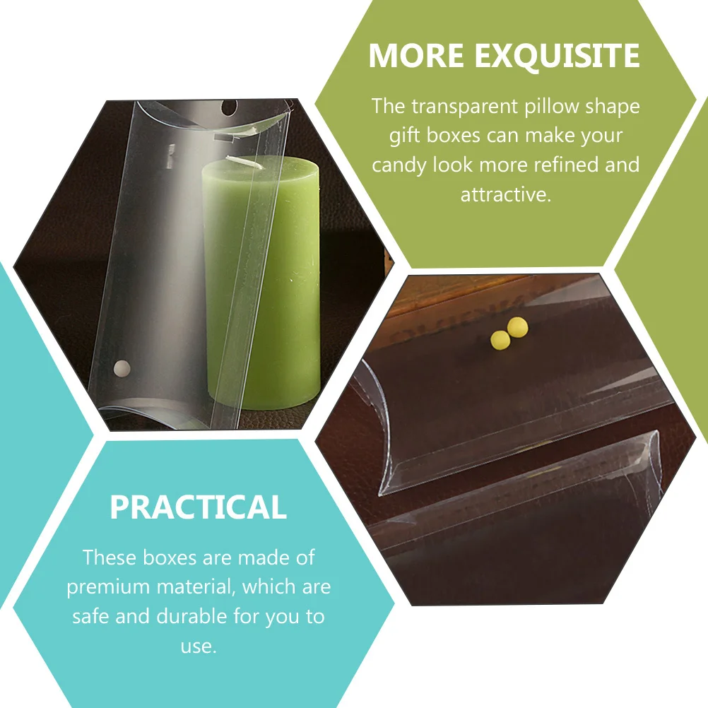 

50Pcs Clear Pillow Present Boxes Multipurpose Candy Packaging Box Ideal for Gifts Biscuits and Small Item Storage