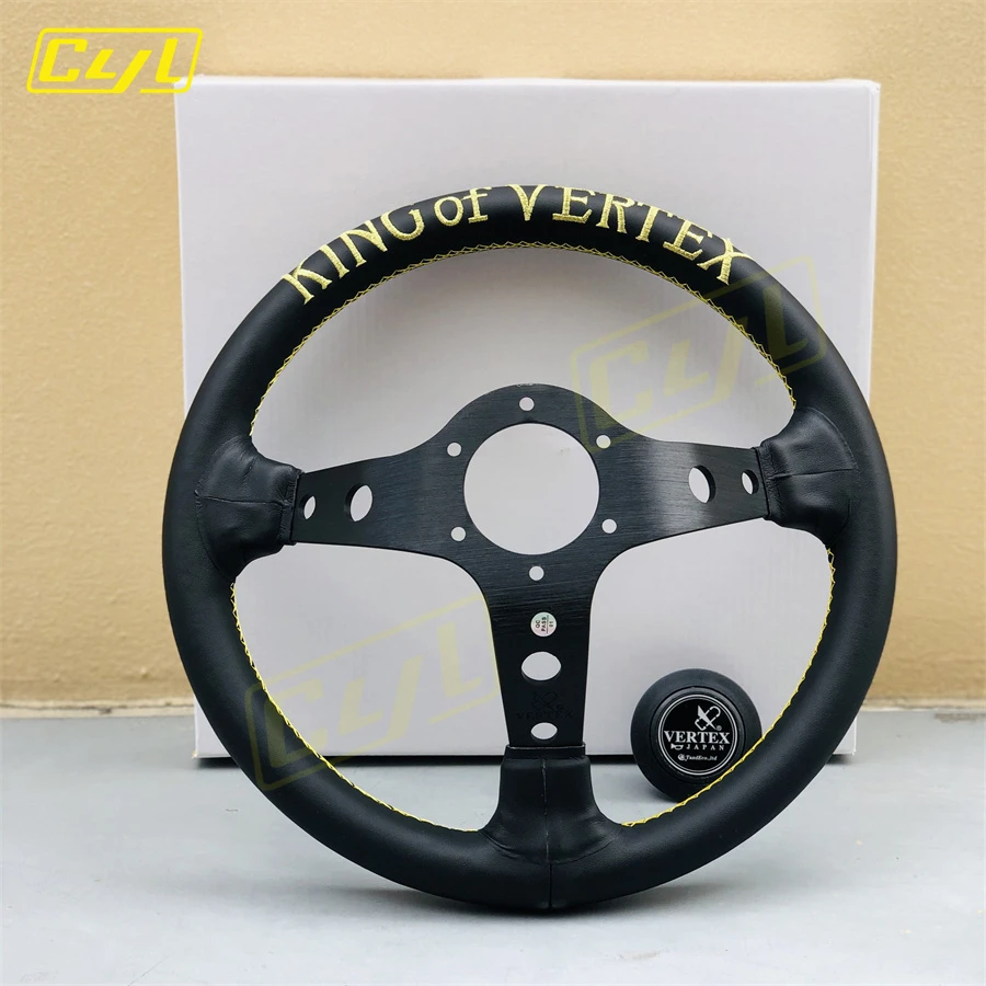 JDM 13inch Black Embroidery Steering Wheel Vertex Racing Sports Steering Wheel With Horn Button