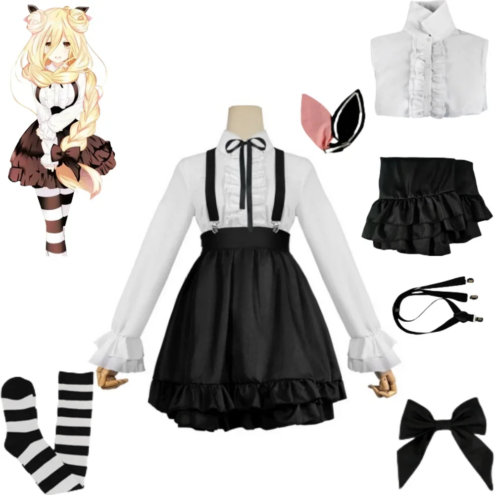 

Hoshimiya Mukflats Костюмы для косплея для женщин, аниме, Date Alive, Robe noire et blanche, Robe de Carnaval de Noël, ix