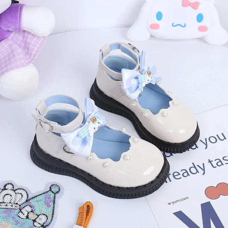 Sanrio cartoon animation children's small leather shoes, bow British autumn new Lolita cute fashion princess shoes