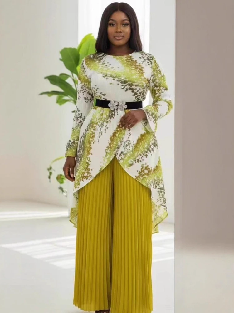 ANLAN 2 Pieces Dress Set Fashion Africa Clothing Dashiki Robe Africains Femme Outfit Casual African Dresses for Women 2025 3A501