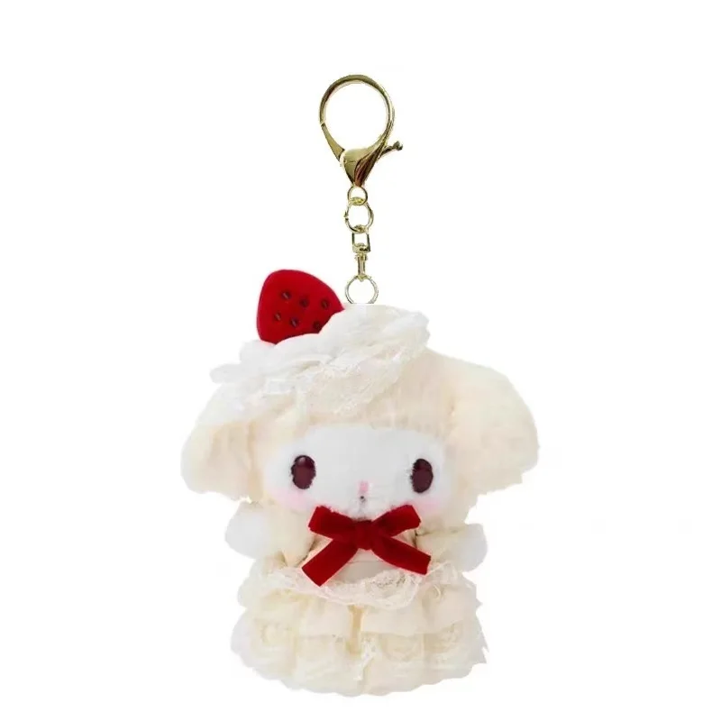 12CM Anime Hello Kitty My Melody Cinnamoroll Kuromi Dress Up Aardbei Taart Rok Serie Pluche Pop Sleutelhanger Kawaii Hanger