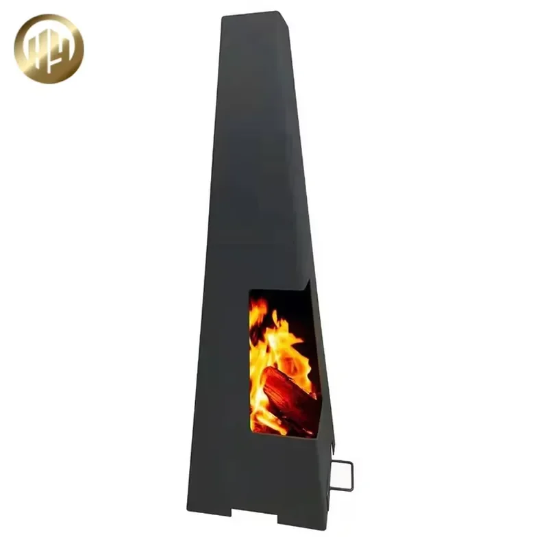 Outdoor Firewood Storage Rack Black Corten Steel Heating Fireplace Chimeneas