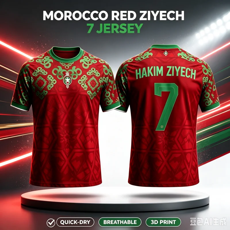 26-27 New Customized Casual Sports Fast Drying Breathable Moroccan 3D Printed T-shirt for Fans, Family and Children's Wear