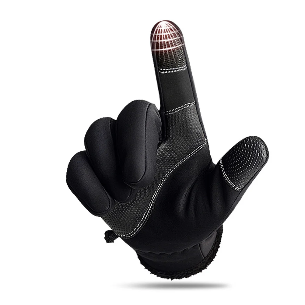 

Waterproof Touch Screen Gloves M Black Three-Layer Insulation Warm Windproof Sweat-Absorbent Anti-Slip Palm for Cycling Running