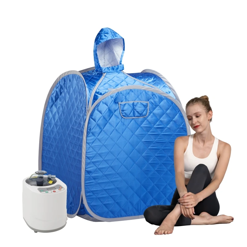 

사우나 Portable Steam Sauna 1 Person Folding Sauna Tent at Home with 900W & 2L Steamer Generator Home SPA Blue 찜질