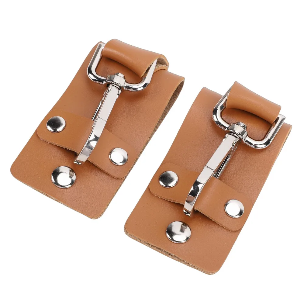 2 Pack Lightweight PU Belt Key Holder Brass Hook Detachable Ring Key Storage Pouch Portable Clip Keychain Outdoor Work