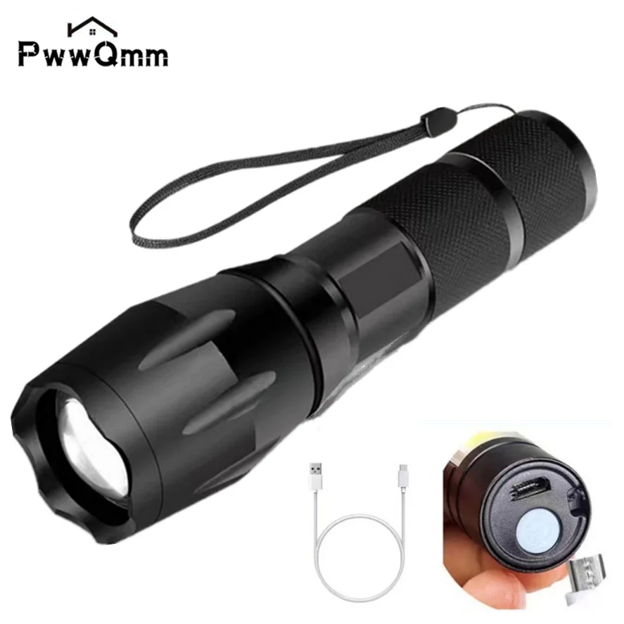 Сильне світло LED flashlight home outdoor travel wild adventure rechargeable zoom mini portable practical glare flashlight