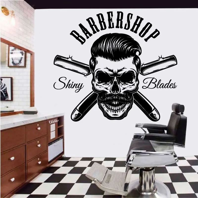 

You can customize the text style Men’s Barbershop Wall Stickers Hairdressing Signboard Door Window Decoration Vinyl Decal Mural